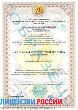 Образец сертификата соответствия аудитора №ST.RU.EXP.00014299-1 Когалым Сертификат ISO 14001